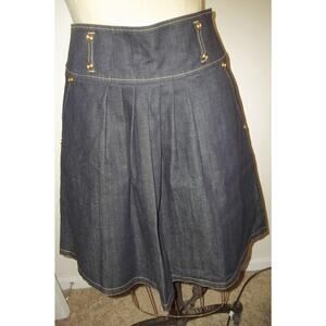 LILLIE RUBIN Blue Denim Jean Pleated Skirt 8